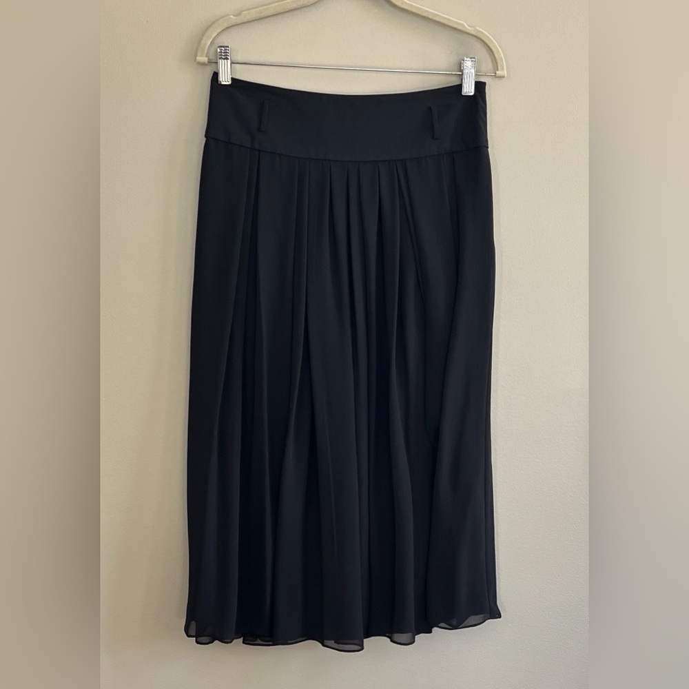 Vince Camuto Black Midi Pleated Skirt